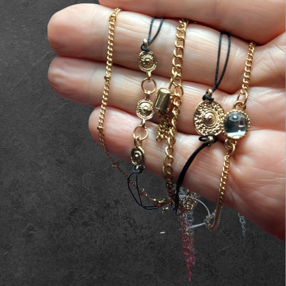 NWT 5 PC Gold and Black Layering Bracelet Collection for Nadine West